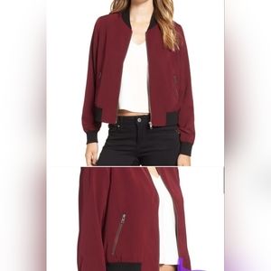 Mural Maroon Bomber Jacket